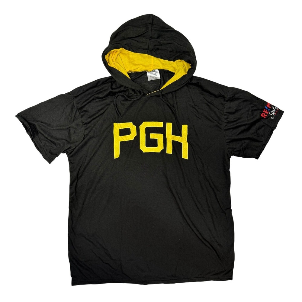 Pittsburgh‎ PGH Short Sleeve Hoodie Mens XL Black Yellow Lightweight SGA